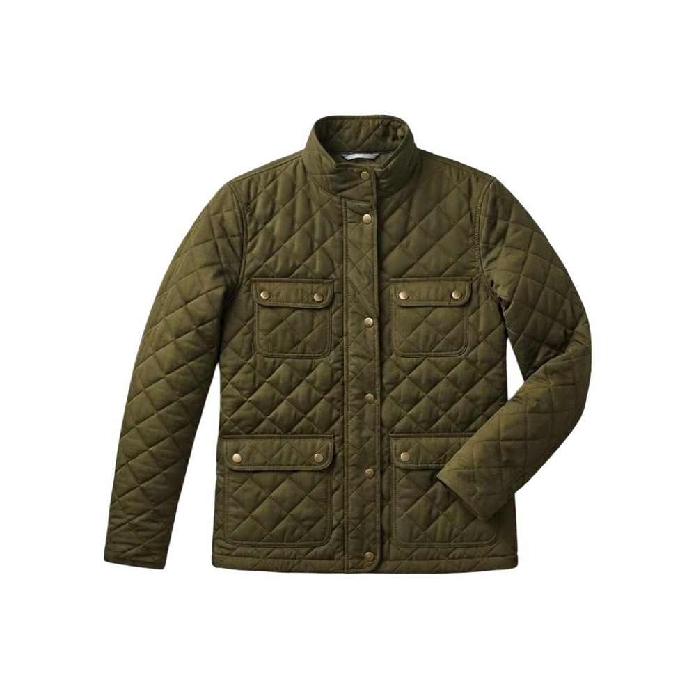 J.Crew Quilted  Field Jacket Women Size S Olive Green Moss Utility Barn Coat - Picture 2 of 13